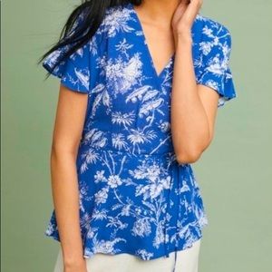 Anthropologie Maeve Clarita floral wrap blouse top